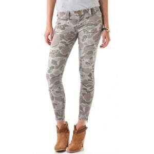 Current Elliott Women's Multi Zip Stilleto Jeans Size 24 Grey Camo Skinny Moto